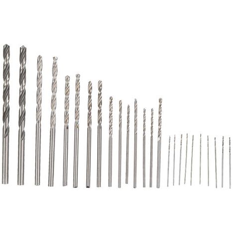 Juego de 25 minibrocas helicoidales HSS con vástago recto, de 0,5 a 3 mm, para la fabricación de joyas, relojería y manualidades. (1/5)