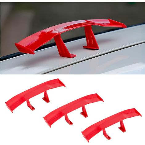 Lot de 3 mini ailerons de voiture, aileron arrière universel en fibre véritable, aileron arrière de 16,5 cm avec texture en fibre de carbone, décoration élégante (1/5)
