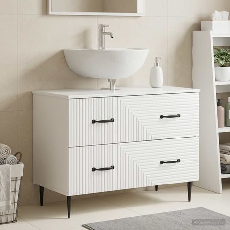 vidaXL Armadio per Lavabo da Bagno HAARLEM Bianco Lucido