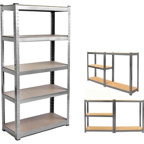 Étagère enfichable étagère de rangement étagère robuste étagère de caisse étagère de bureau étagère tubulaire jusqu'à 875 kg capacité de charge 200x100cmx50cm, galvanisé (1/5)
