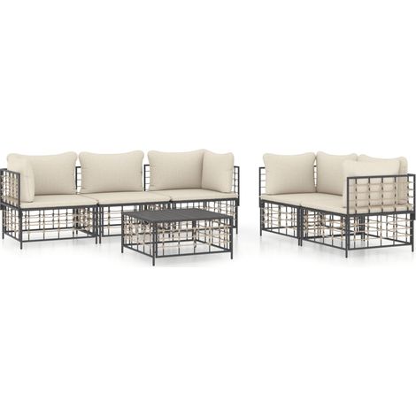Maison Exclusive - Set Divani da Giardino 6 pz con Cuscini Antracite in Polyrattan (1/5)
