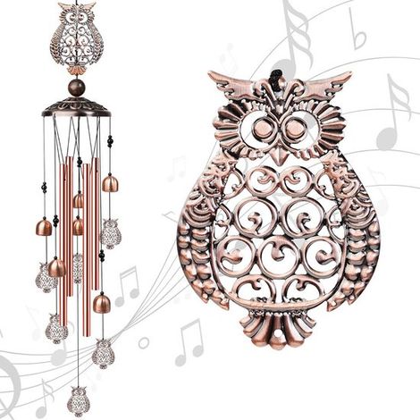 Carillon éolien extérieur – Métal – Chouette décorative – Cloches de sorcière – Protection – Cadeau maman (1/5)