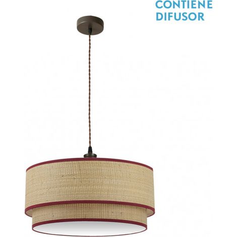 FABRILAMP Hängeleuchte 3Lights Dimmbar Natur/Rot Roque Modell