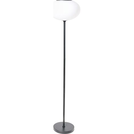 Outdoor Solar Floor Lamp Black White Synthetic Material Iron Base LED Garden Patio Energy-Efficient LUMBE