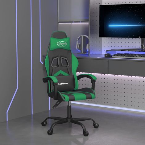 vidaXL Silla gaming cuero sintético negro y verde (1/5)