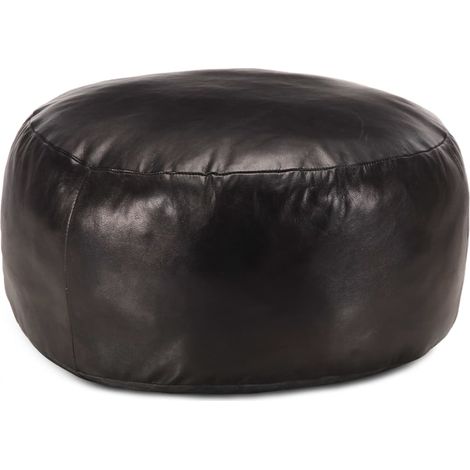 Pouf Schwarz 60 x 30 cm Echtes Ziegenleder