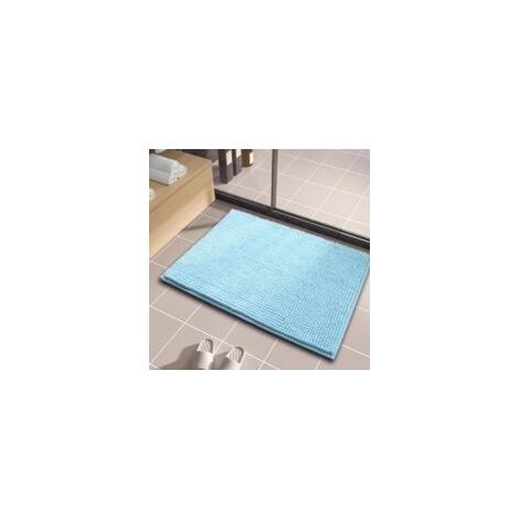 Tappetino da bagno azzurro cielo, 40x60 cm, in morbidissima ciniglia, altamente assorbente, lavabile in lavatrice, adatto per pavimenti del bagno, 1 tappetino per confezione. - Crezuo