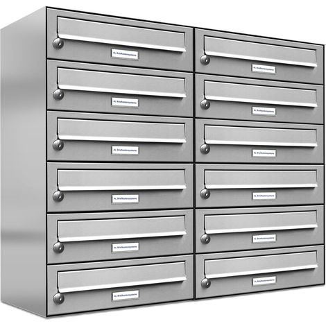 12er Edelstahl Briefkasten Anlage 12 Fach Wandbriefkasten Postkasten (1/5)