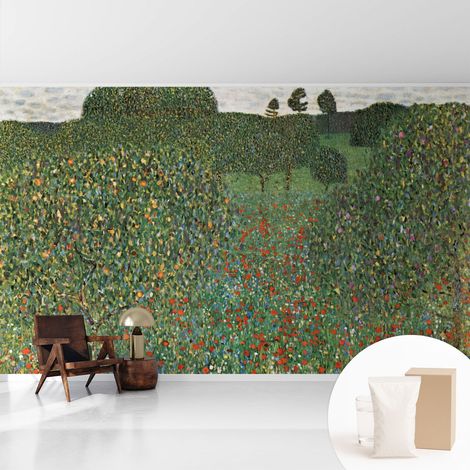 Papier peint intissé mural avec colle pour salon et chambre Décoration murale rapide - Colle incluse gratuite Prairie fleurie 416x254 cm (1/5)
