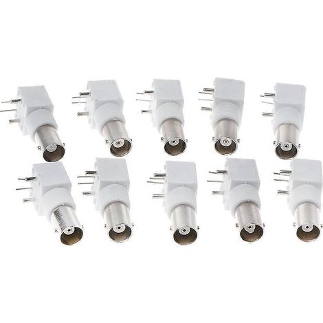 10x Connecteurs BNC femelles à angle droit pour montage sur circuit imprimé avec passe-câble (1/5)