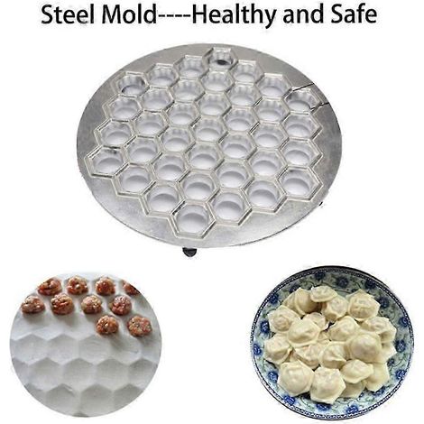 Moule à raviolis wonton 37 trous en alliage d'aluminium, outil de cuisine DIY argenté (1/5)