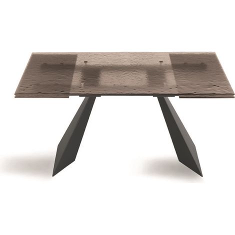 Tavolo allungabile 240 cm WATERS base in metallo Nero e piano in vetro Bronzo (1/3)