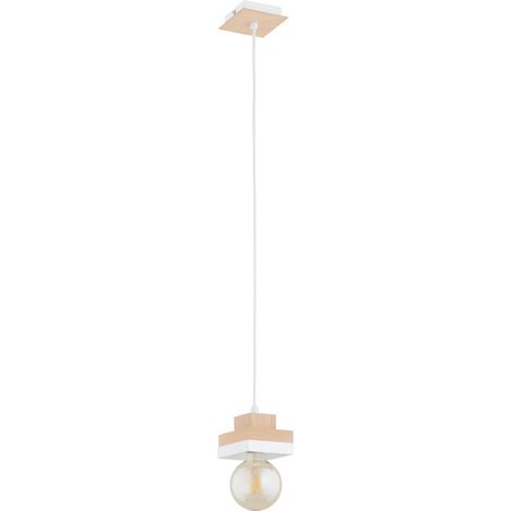 Suspension décorative blanc/bois E27 1x15W MIKO Alfa (1/2)