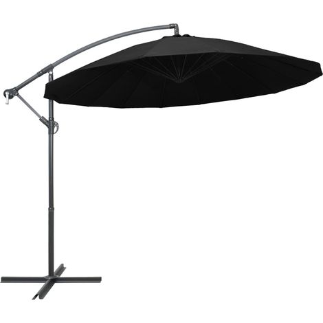 Ombrellone a Sbalzo Nero 3 m Palo in Alluminio vidaXL