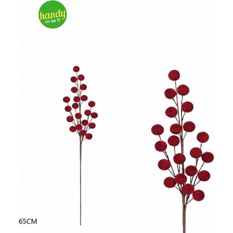Ramo Natalizio General Trade con Bacche Bordeaux H 65 cm