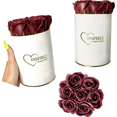 Flowerbox Inspiruj - Scatola bianca con rose di sapone - n. 20 Borgogna (1/5)