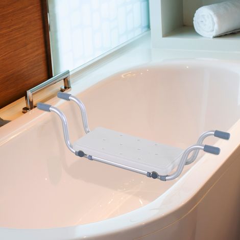 Sedile per Vasca in Lega di Alluminio e Plastica, Sgabello per Vasca da Bagno Larghezza Regolabile 73-83cm, Max. Carico 150kg