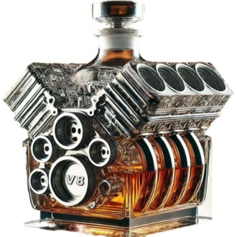 V8 Whisky Bottle, V8 Engine Style Vial, Personalized Whiskey Decanter, Creative Wine Decanter, for Whiskey Lovers CARAFE A DECANTER (1/4)
