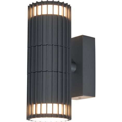 Litecraft Veda Wall Light Outdoor Ribbed Up & Down IP65 Rated Fitting - Anthracite