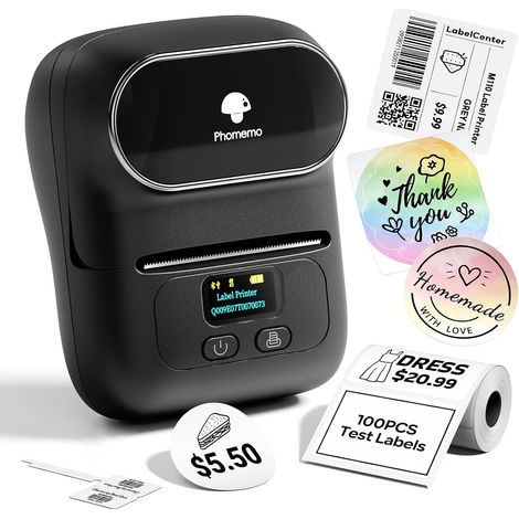 Imprimante d'étiquettes - Imprimante d'étiquettes Bluetooth Portable Machine d'étiquetage Thermique, Mini Petite imprimante sans Fil, Noir (1/5)