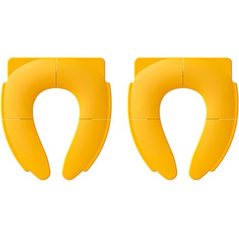 Reductor de asiento de inodoro para bebés, asiento de inodoro plegable antideslizante, asiento de inodoro de viaje para niños, entrenamiento para ir al baño, amarillo (2 piezas) (1/5)