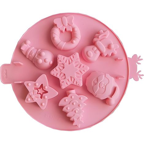 Moule à chocolat de Noël,Moules en Silicone Antiadhésif pour Bonbons et Chocolats, Moules de Cuisine Antiadhésifs,Moule à Gâteau au Chocolat pour Noël Décoration,7 Sortes de Noël Rose,7 Sortes de Noël (1/4)