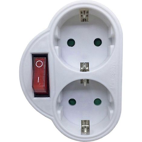 2-poliger runder Doppelsteckdosenadapter, kompatibel mit EU- und DE-Ladesteckern (1/4)