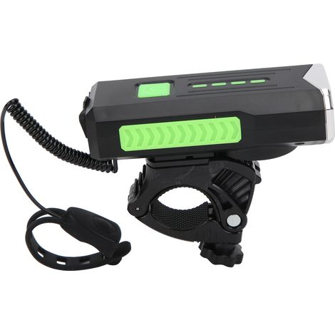 Wasserdichte Fahrradfrontleuchte mit Taschenlampe, Hupe und USB-Aufladung (grün) (1/5)