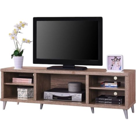 TV-Möbel KONYA 140 cm mit 5 Fächern in Sonoma-Farbe – 142,5 x 45,5 x 40 cm
