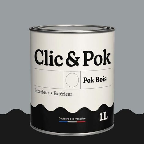 Peinture Bois Extérieur – POK BOIS - 1L - RAL 7040 - Gris fenêtre- Résistante aux intempéries - Ne s'écaille pas