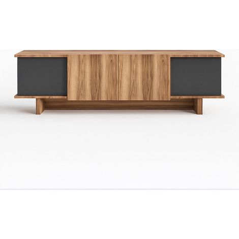 Design-TV-Möbel mit Schränken in Holzoptik und Anthrazitgrau 180 cm BRONI