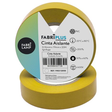 Rouleau de ruban électrique pvc jaune 19mmx20m pour électricien flexible et durable