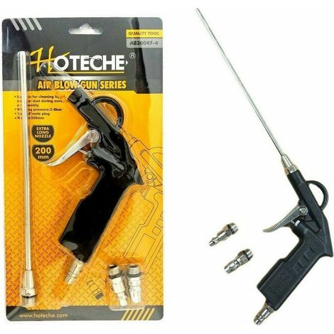 PISTOLA PER COMPRESSORE SOFFIAGGIO ARIA CON ACCESSORI BECCUCCIO LUNGO 200mm