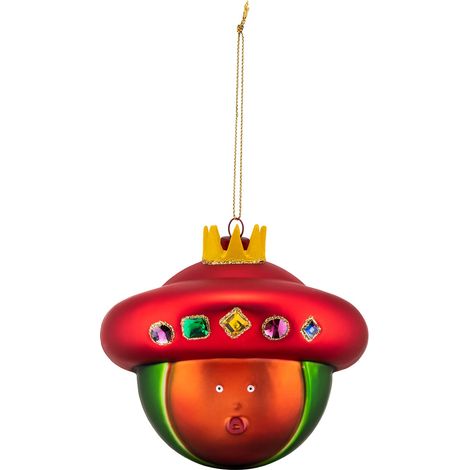 Alessi Baldassarre AMJ13 10 - Pallina di Design per Albero di Natale del Magio Baldassarre in Vetro Soffiato Decorato a Mano, Rosso (1/4)