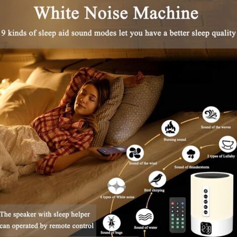 NALOOKAMIC Réveil haut-parleur Bluetooth lampe de chevet avec bruit blanc , multifonction bruit blanc haut-parleur Bluetooth veilleuse lumière de réveil