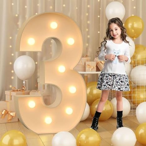 Número iluminado con LED: 120 cm, letrero de mosaico - Lámpara decorativa festiva para cumpleaños, San Valentín, Navidad y otras celebraciones. (1/5)