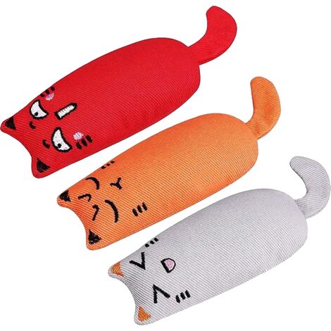 Jouet Dentaire Pour Chat - En Toile Coton Renforcée - Rempli De Herbe À Chat Et Fibres PP - Pour Jeu Intérieur/Extérieur - 3 Pièces (1/5)