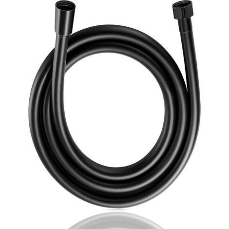 Noir Flexible Douche 1,5m en PVC Tuyau douche Avec double protection anti-torsion, tuyau de douche Remplacement Universel, Avec double tête en laiton de qualité supérieure, Anti-torsion (1/5)