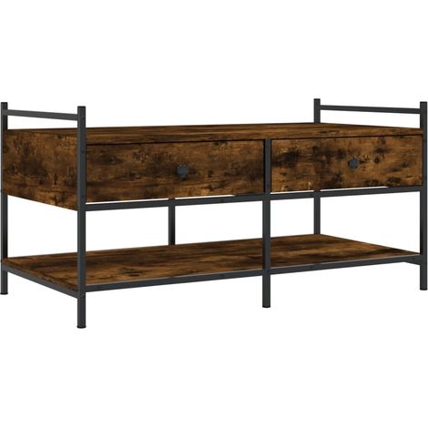 Tavolino con cassetti e ripiano design industriale 99 x 50 x 50 cm marrone legno ingegnerizzato e metallo DEC038563