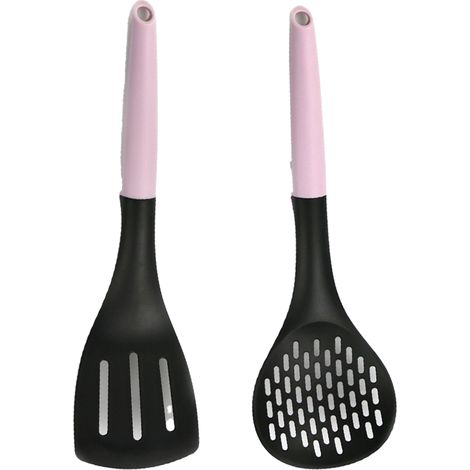 Ustensiles De Cuisine En Nylon Sans BPA - Résistance 400°F Pour Poêles Antiadhésives - Set Ergonomique Avec Support - 2 Pièces (1/5)
