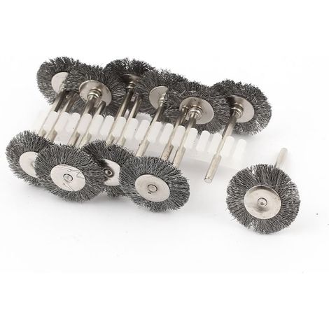 10 pièces 1/8 pouces Schaft 0,9 Edelstahl Borste Rad Pinsel Drehwerkzeug