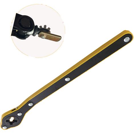 Clé à cliquet en métal robuste et durable, facile à utiliser, avec adaptateur pour cric et cliquet intégré. (1/5)