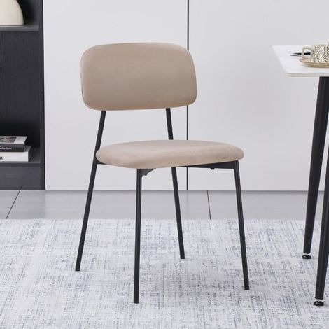 4er Set Shen Sessel in taupe mit schwarzem Metallgestell, 44 x 49 x 78 cm