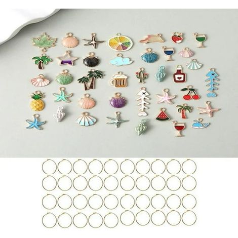 Lot de 40 étiquettes porte-verre à vin, marqueurs de verre à pied, accessoires de fête, anneaux décoratifs pour coupe, identification pratique, assortiment coloré (1/4)