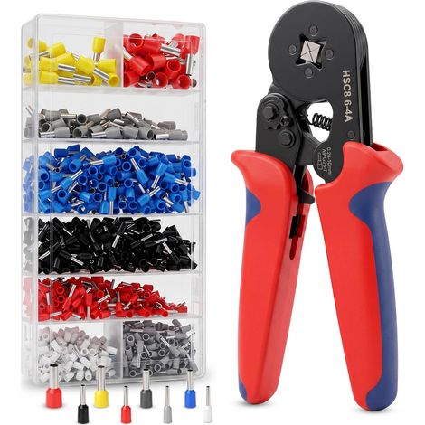 Pince a Sertir 0.25-10mm² avec 1200 Embouts de Câblage, AWG22-7 (1/5)