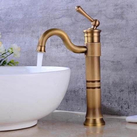 Robinet de lavabo laiton surélevé monocommande pour vasque (1/5)