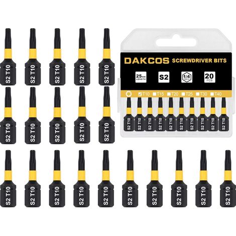 T10 Bit Torx T10 Screwdriver Bits S2 Steel (1/4)