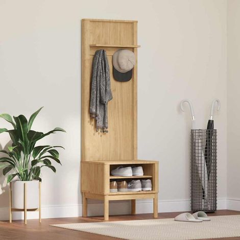 Flurschrank FLORO Wachsbraun 50 x 40 x 158 cm Massivholz Kiefer