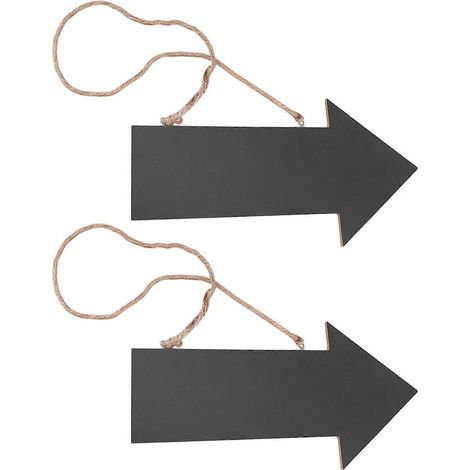 Lot de 2 panneaux en bois avec flèche et ficelle pour les suspendre - Cadeau de pendaison de crémaillère (Noir) (1/5)