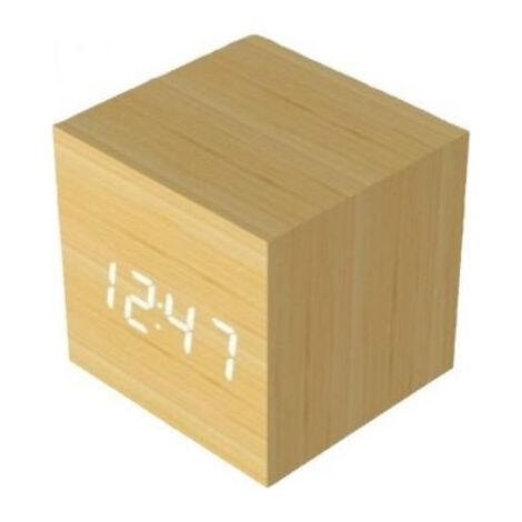 Réveil en Bois Mini Horloge Numérique avec Affichage De L'Heure De La Température Luminosité à 3 Niveaux Et Commande Vocale Idéale pour Les Déplacements à Domicile (1/5)